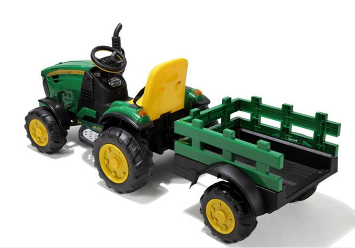12V Green / Yellow Tractor with FREE TRAILER