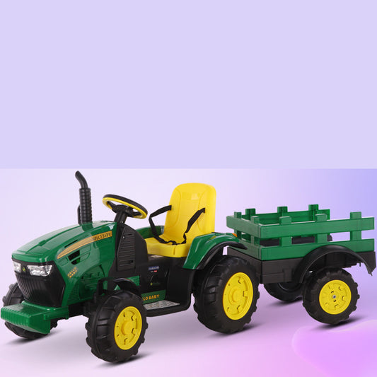 12V Green / Yellow Tractor with FREE TRAILER